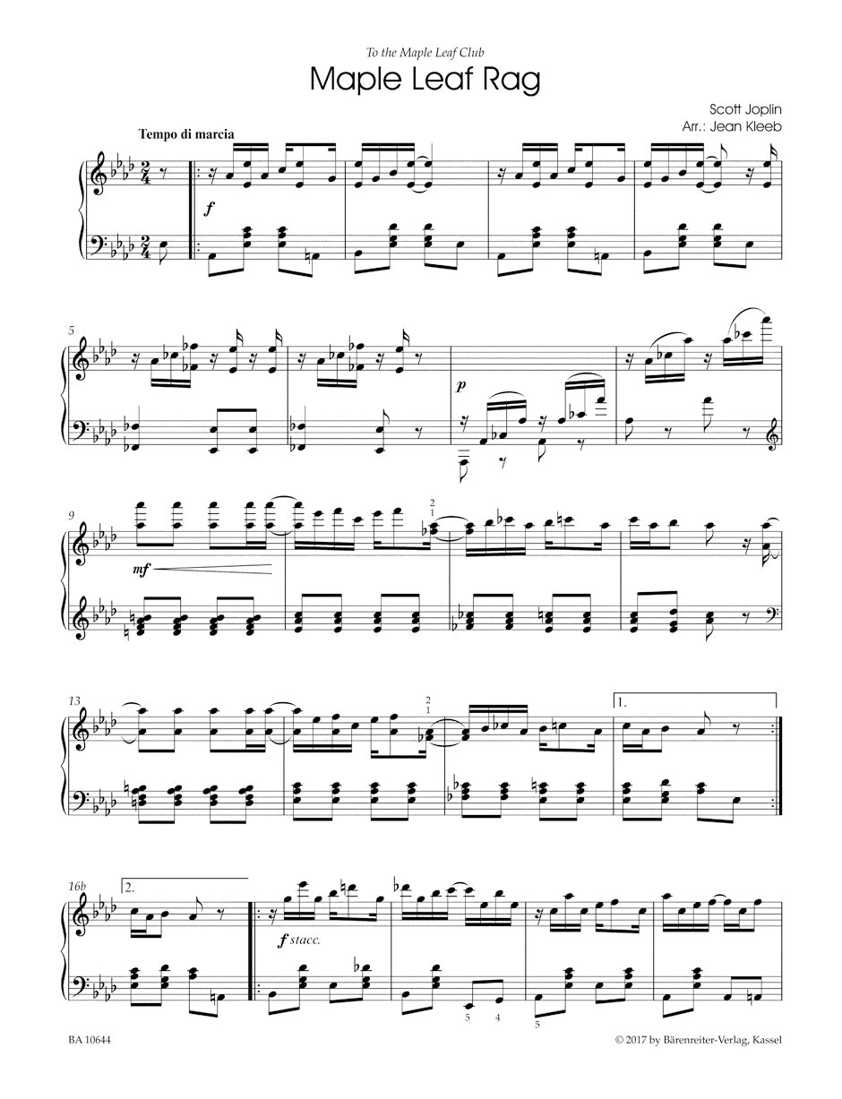 Joplin Ragtime - Easy Arrangements for Piano