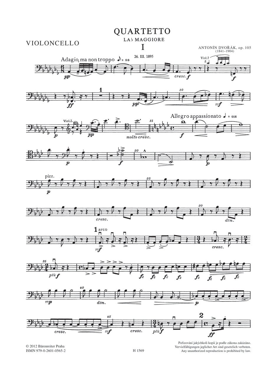 Dvorak String Quartet No 14 in A flat major Opus 105