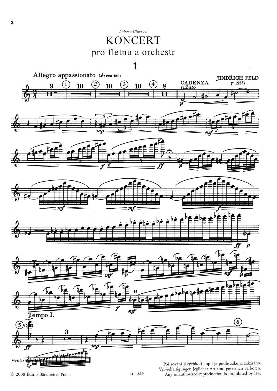 Feld Concerto for Flute, String Orchestra, Piano, Harp and Percussion