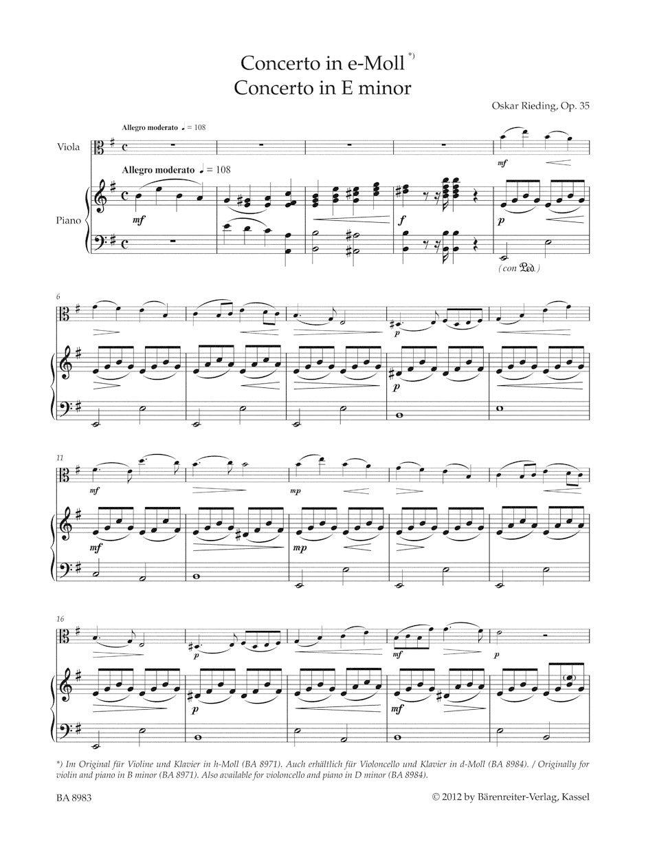 Rieding Concerto B minor op. 35 (Arranged for viola, transposed to E minor)