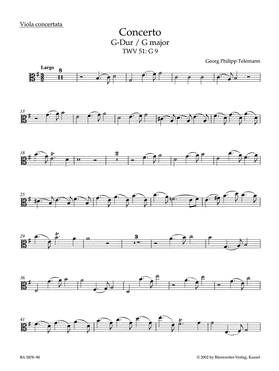 Telemann Concerto for Viola and Orchestra G major TWV 51:G9