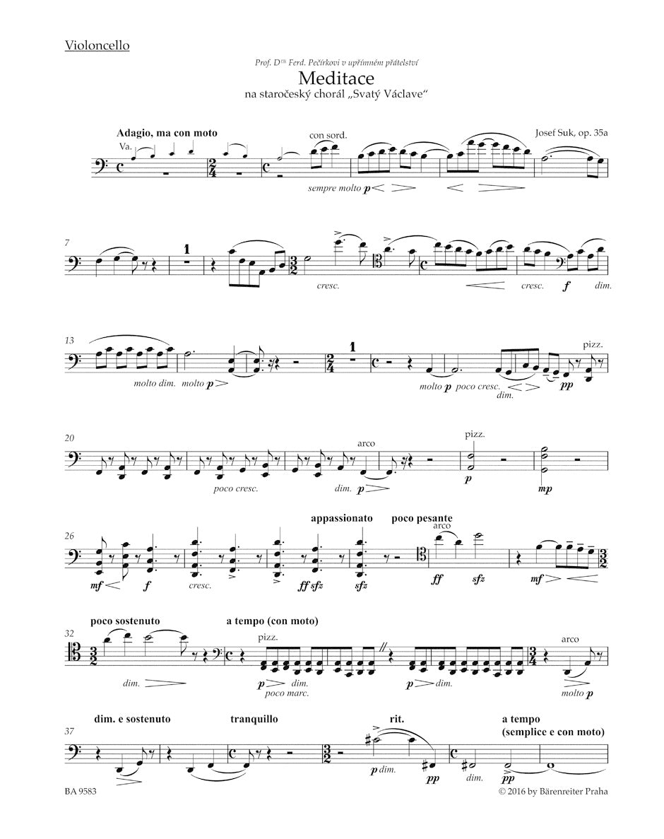 Suk Meditation on the Old Czech Hymn "St Wenceslas" for String Quartet Opus 35a