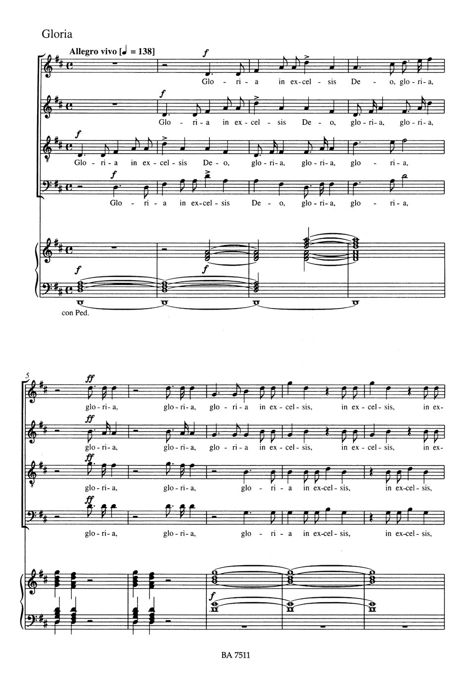 Dvorak Mass D major op. 86 (Arranged for Soloists, Choir and Organ)