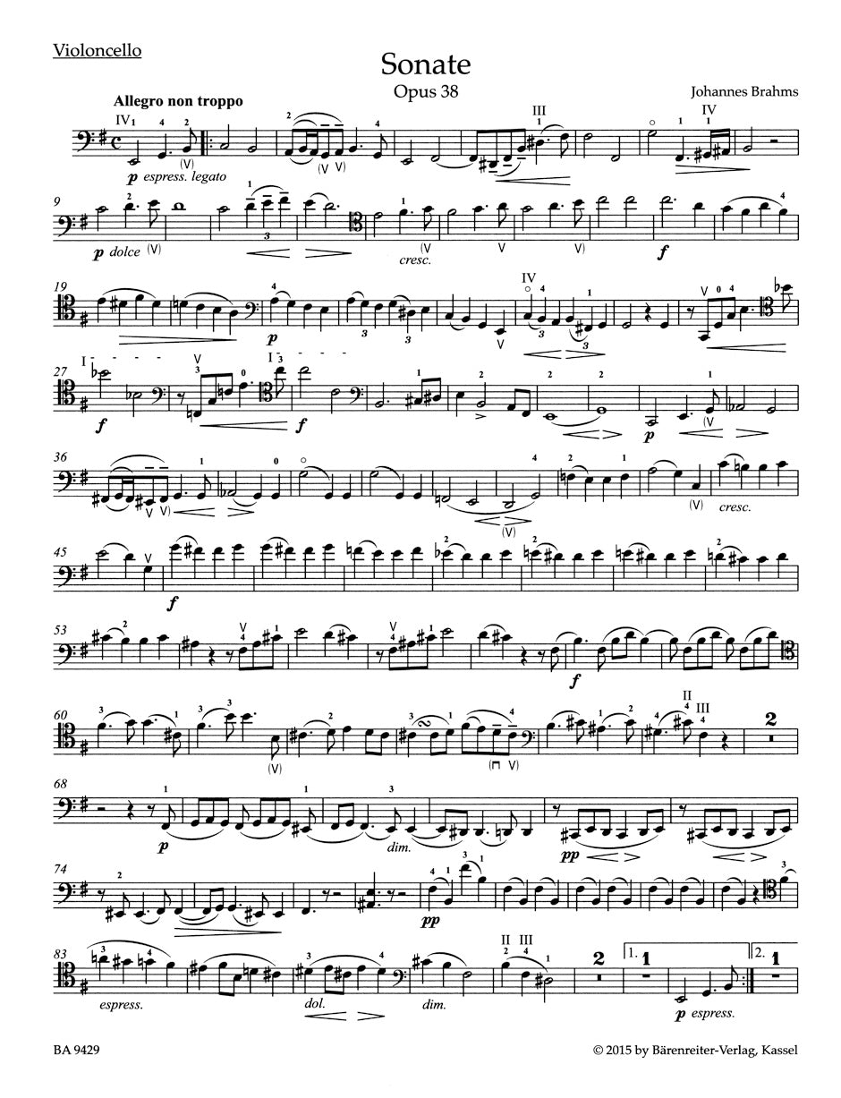 Brahms　E　op.　38　Violoncello　Sonata　Piano　minor　for　and