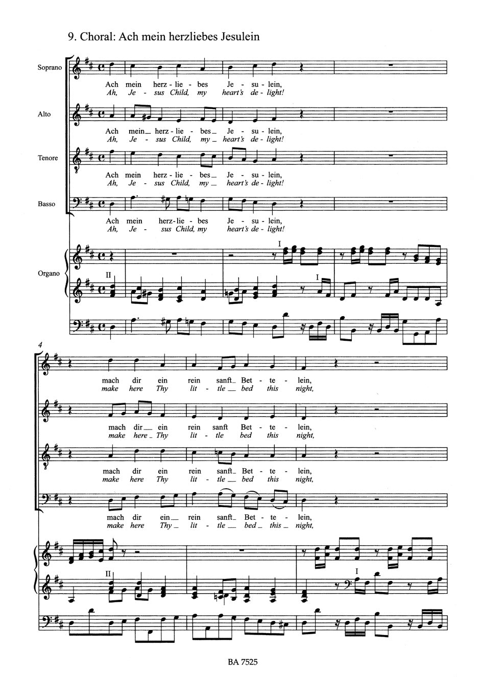 Bach Choral settings from the Christmas Oratorio Part I-III (Arranged for choir and organ)