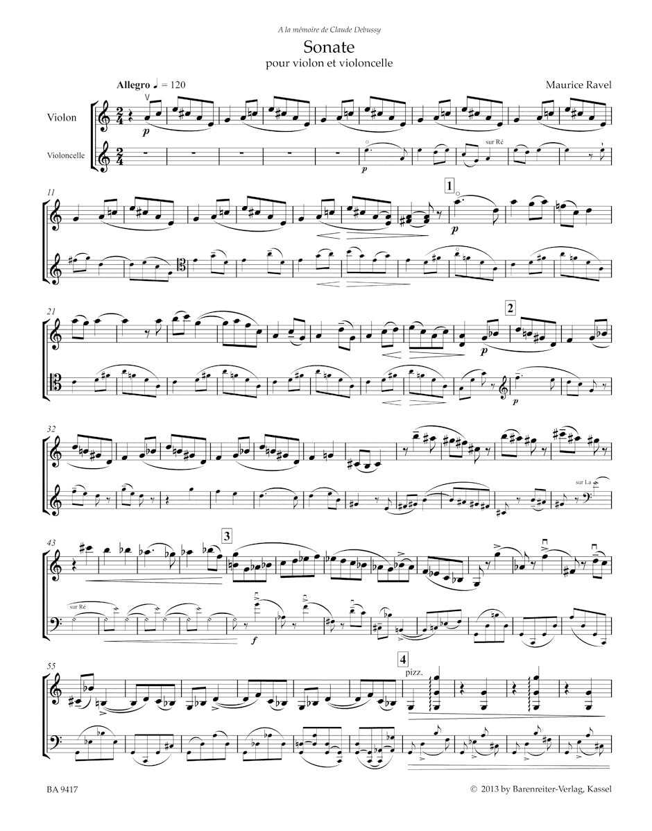 Ravel Sonata for Violin and Violoncello