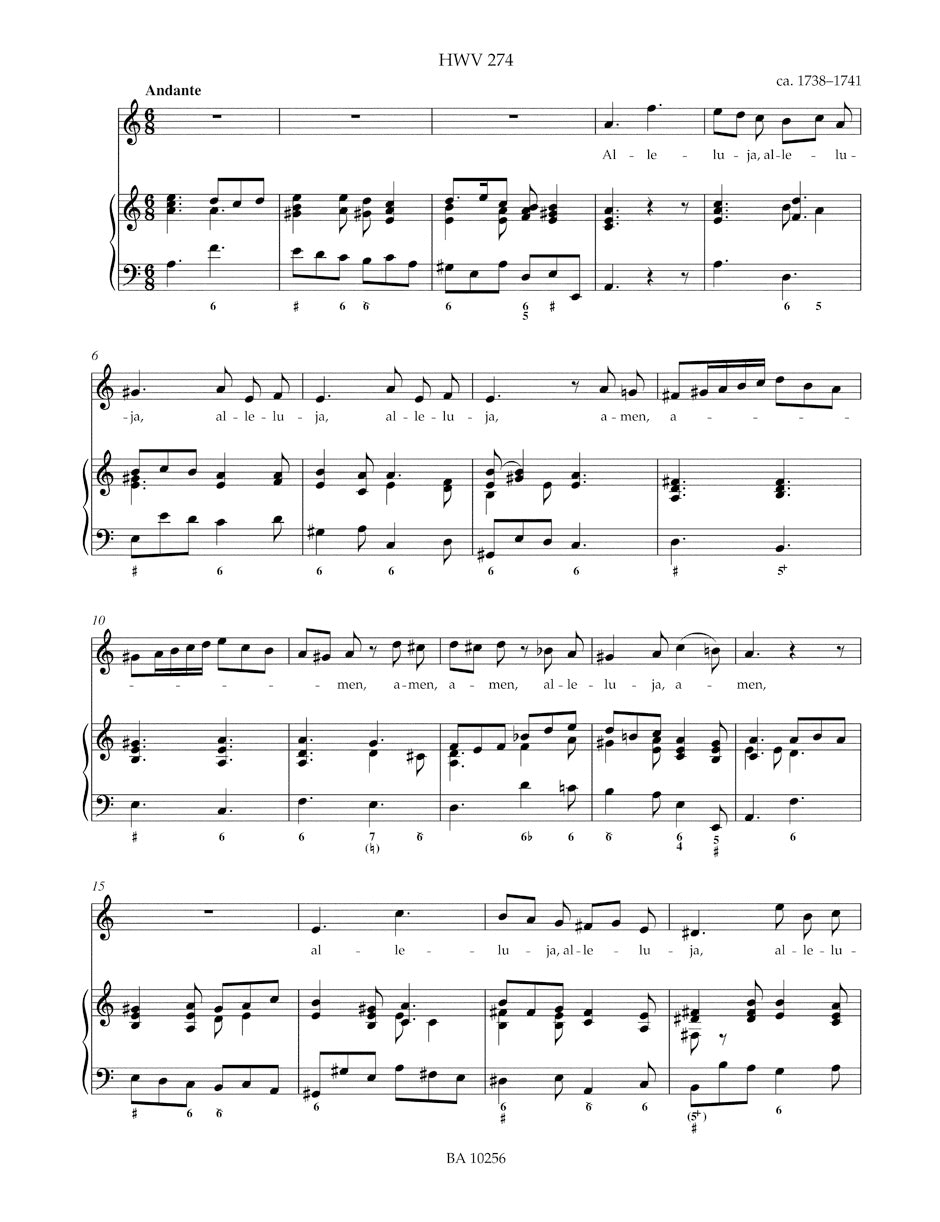 Handel Nine Amen and Halleluja Movements for Soprano and Basso continuo HWV 269-277