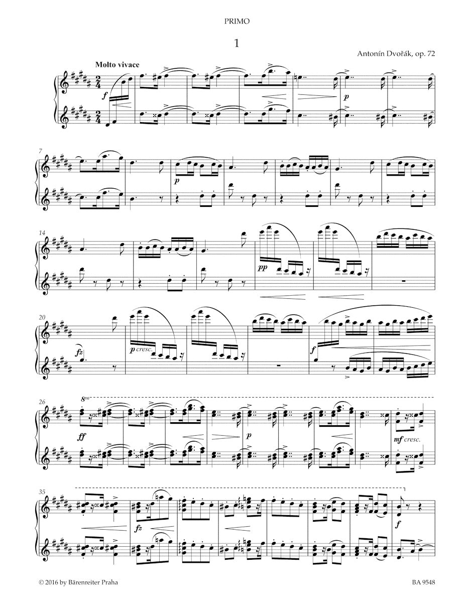 Dvorak Slavonic Dances for Piano Duet op. 72