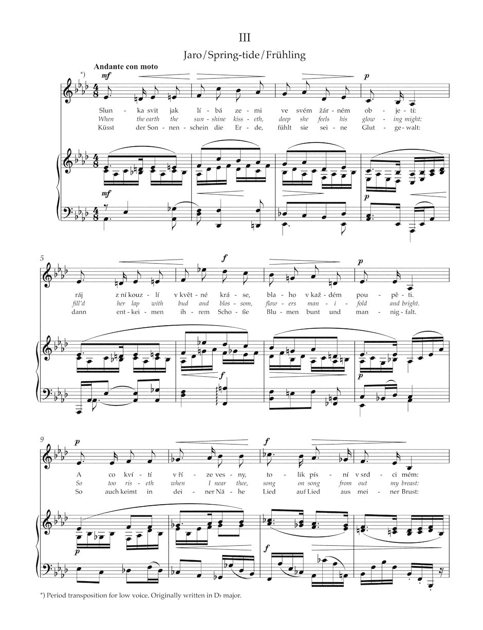 Dvorak Songs II for Low Voice and Piano