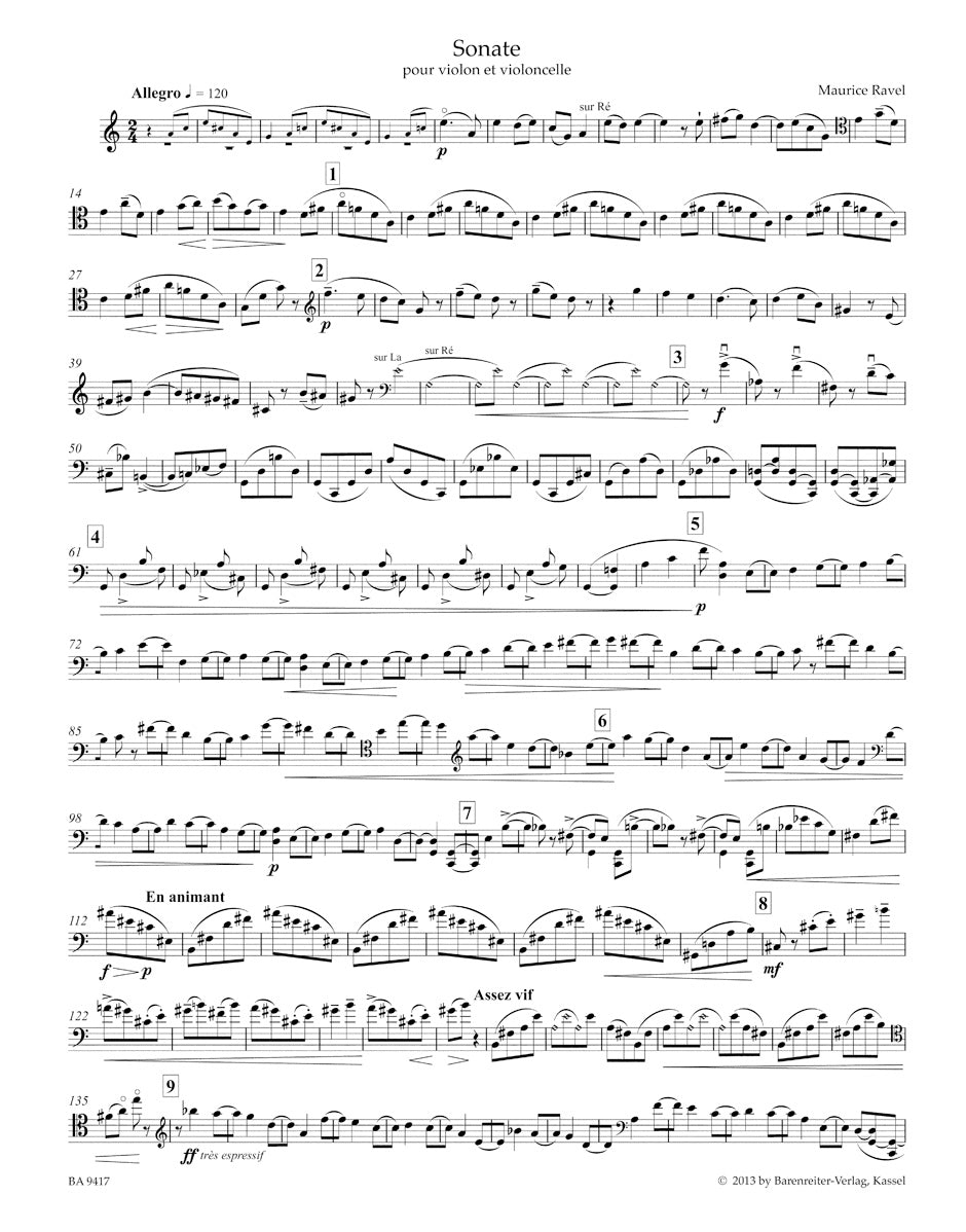 Ravel Sonata for Violin and Violoncello