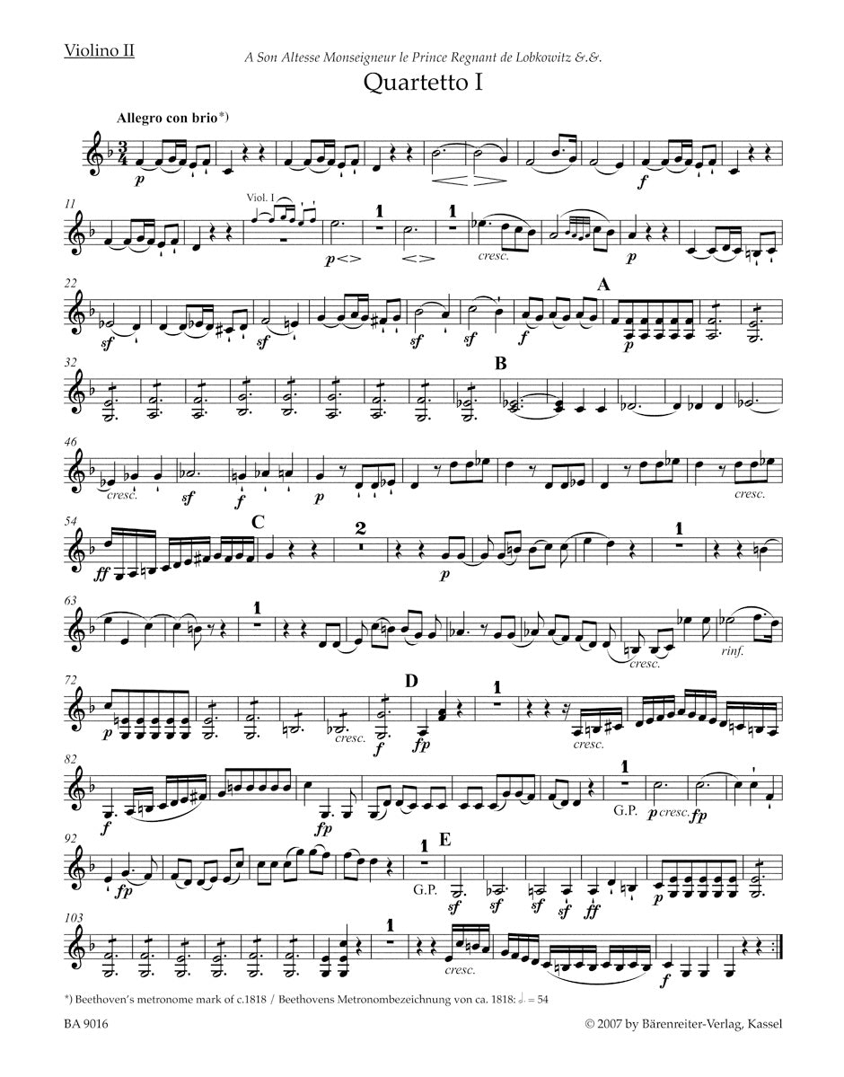 Beethoven String Quartets Opus 18