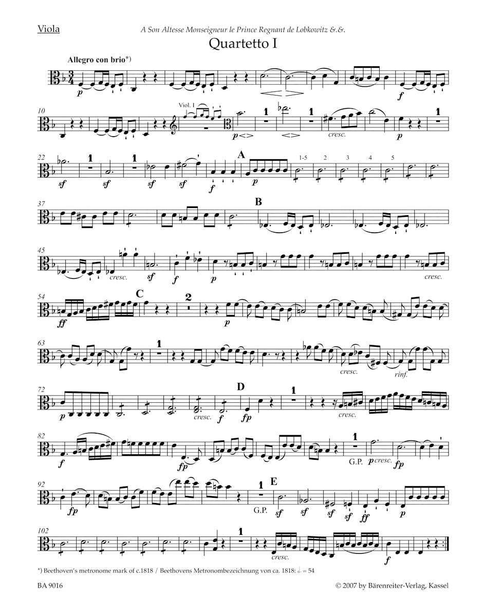 Beethoven String Quartets Opus 18