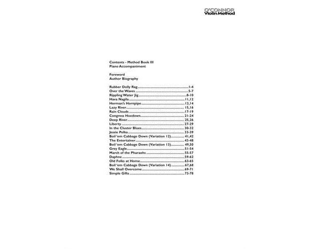O'Connor Violin Method 3 - Piano Accompaniment