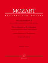 Mozart Divertimento for 2 Horns, 2 Violins, Viola and Bass in B-flat major K 287
