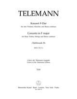 Telemann Concerto for three Violins, Strings and Basso Continuo in F major TWV 53:F1 Viola Part