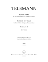 Telemann Concerto for three Violins, Strings and Basso Continuo in F major TWV 53:F1 Cello/Bass Part