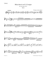 Mozart Missa brevis in G major K 140 (235d) Violin 1 part