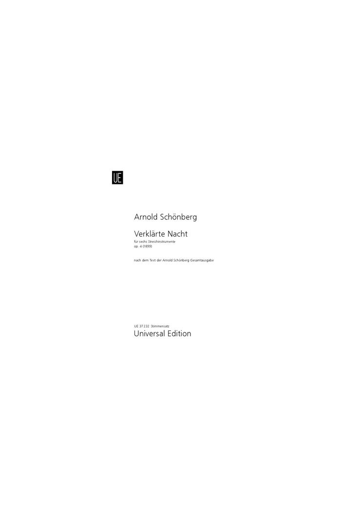 Schoenberg Verklarte Nacht for Sextet (set of parts)