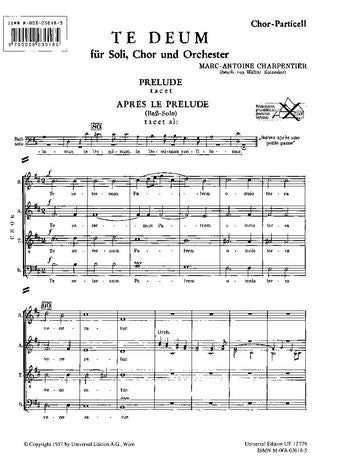 Charpentier: Te Deum for soloists, mixed choir (SATB) and orchestra