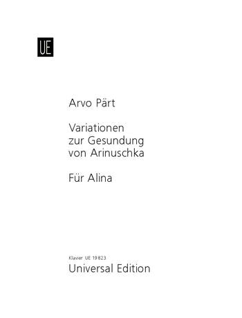 Pärt: For Alina; Variations for the Healing of Arinushka for piano