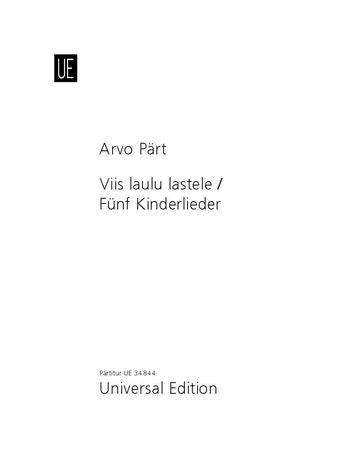 Pärt Viis laulu lastele / 5 Children songs