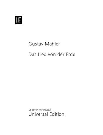 Mahler Das Lied der Erde (The Song of the Earth) Vocal Score