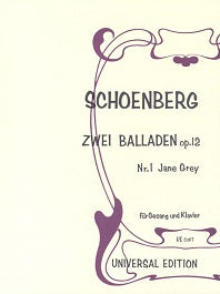 Schoenberg Ballad Op. 12 No. 1 Jane Grey Score