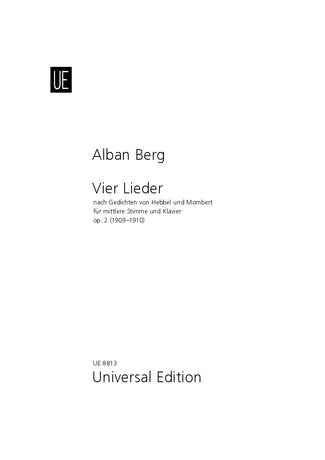 Berg Four Songs for medium voice and piano - op. 2